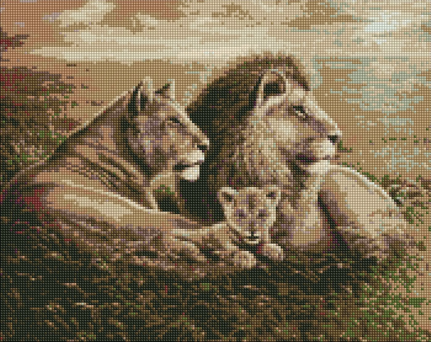 Алмазная мозаика 40х50 см Львиная семья ©Сергей Лобач (AMO7334)